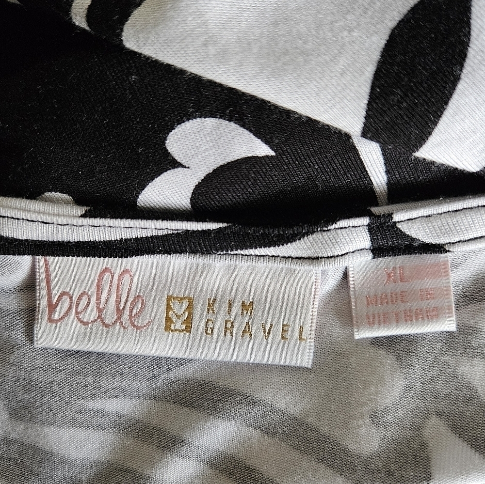 BELLE BY KIM GRAVEL 2 PC MAXI DRESS & SHRUG SZ XL BLACK WHITE - Picture 7 of 8